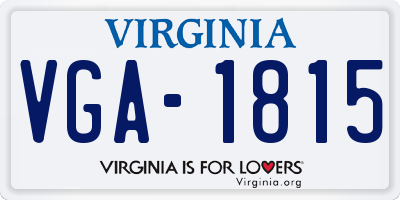 VA license plate VGA1815
