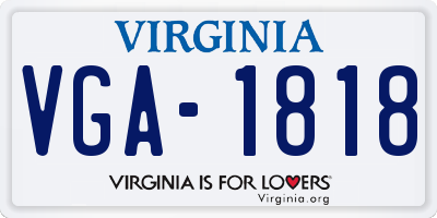 VA license plate VGA1818