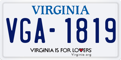 VA license plate VGA1819