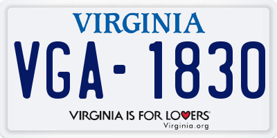 VA license plate VGA1830