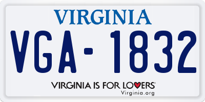VA license plate VGA1832