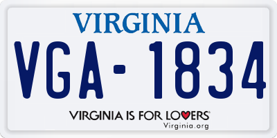 VA license plate VGA1834