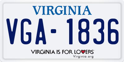 VA license plate VGA1836