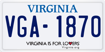 VA license plate VGA1870