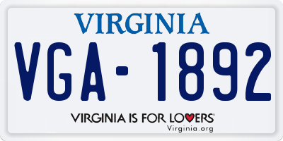 VA license plate VGA1892