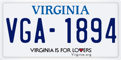 VA license plate VGA1894