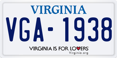 VA license plate VGA1938
