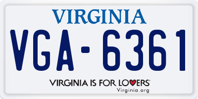 VA license plate VGA6361