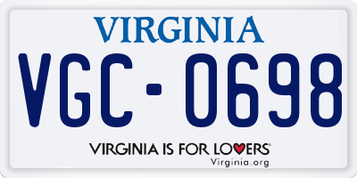 VA license plate VGC0698