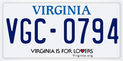 VA license plate VGC0794