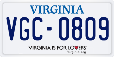 VA license plate VGC0809