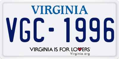 VA license plate VGC1996