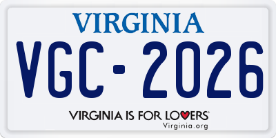 VA license plate VGC2026