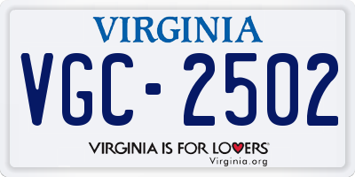 VA license plate VGC2502