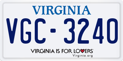 VA license plate VGC3240