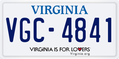 VA license plate VGC4841