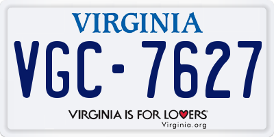 VA license plate VGC7627