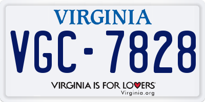 VA license plate VGC7828