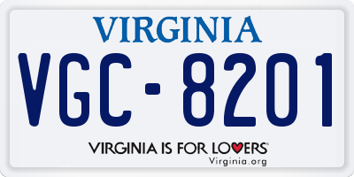 VA license plate VGC8201