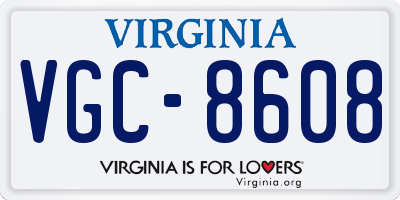 VA license plate VGC8608