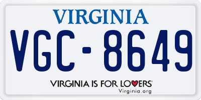 VA license plate VGC8649