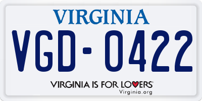 VA license plate VGD0422