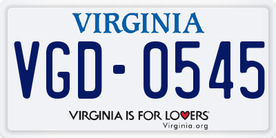 VA license plate VGD0545