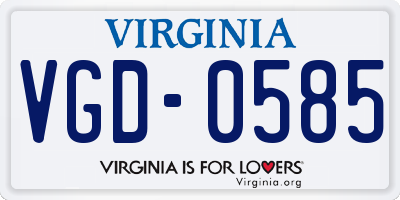 VA license plate VGD0585