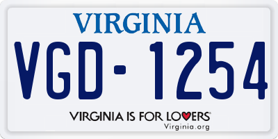 VA license plate VGD1254