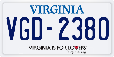 VA license plate VGD2380