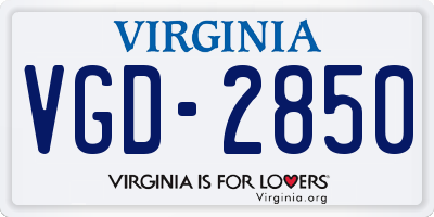 VA license plate VGD2850