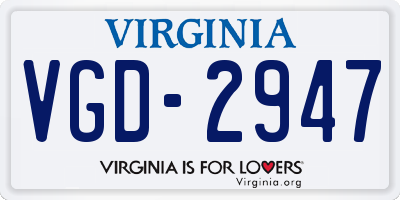 VA license plate VGD2947