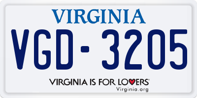 VA license plate VGD3205