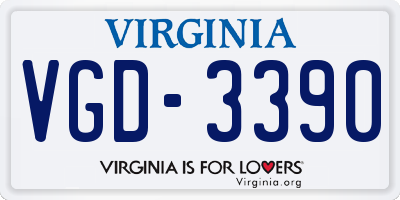 VA license plate VGD3390