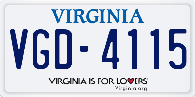 VA license plate VGD4115