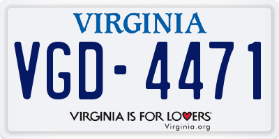 VA license plate VGD4471