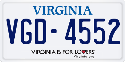 VA license plate VGD4552