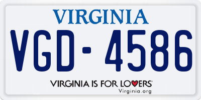 VA license plate VGD4586