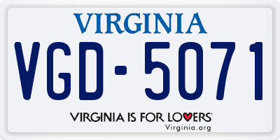 VA license plate VGD5071