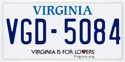 VA license plate VGD5084