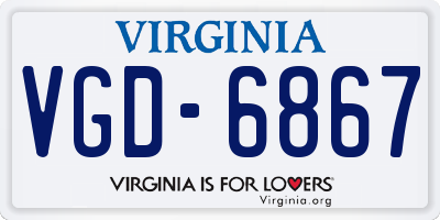 VA license plate VGD6867