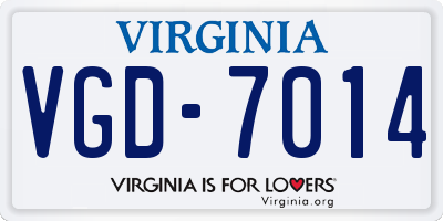 VA license plate VGD7014