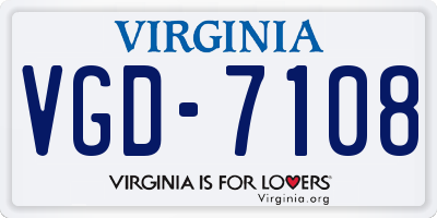 VA license plate VGD7108