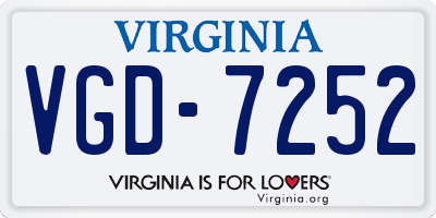 VA license plate VGD7252