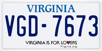 VA license plate VGD7673