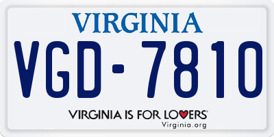VA license plate VGD7810
