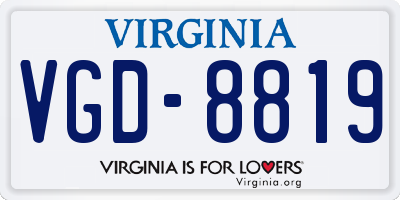 VA license plate VGD8819