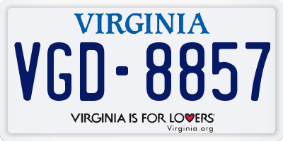 VA license plate VGD8857