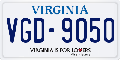 VA license plate VGD9050