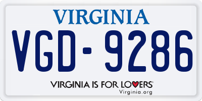 VA license plate VGD9286